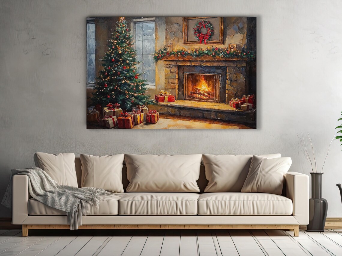 Vintage Cozy Christmas Tree Art Print, Christmas Decor - Image 3
