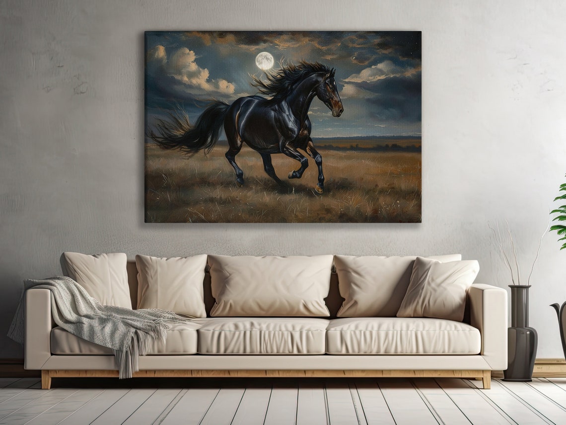 Vintage Black Horse Painting Horse Art Print Horse Print Animal Poster Print Animals Wall Art - Image 4