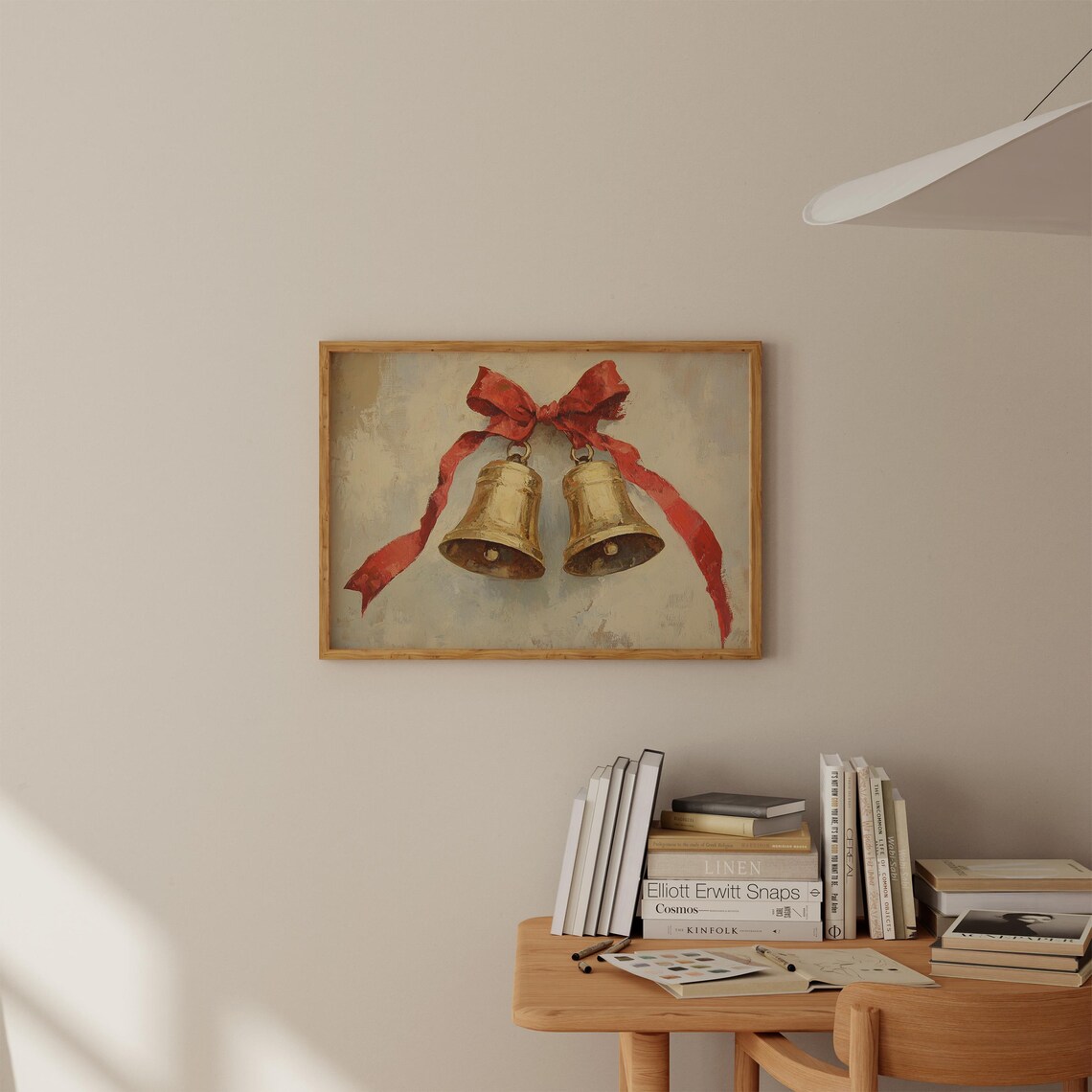 Gold Jingle Bells with Red Ribbon Bow Vintage Christmas Poster - Image 4