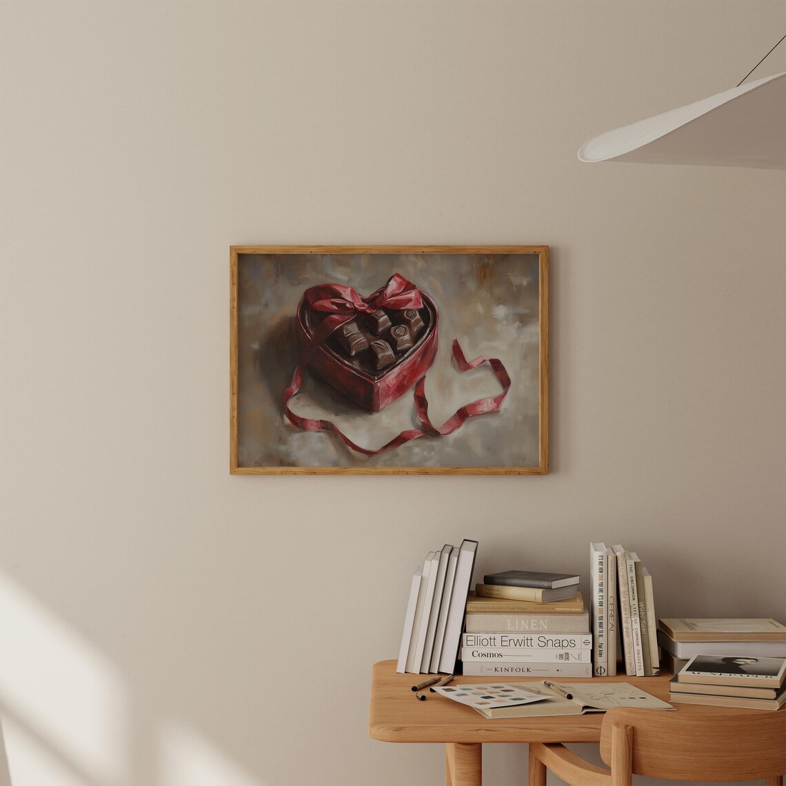 Heart Shaped Chocolate Box Red Ribbon Sweet Gift Painting Poster - Image 5