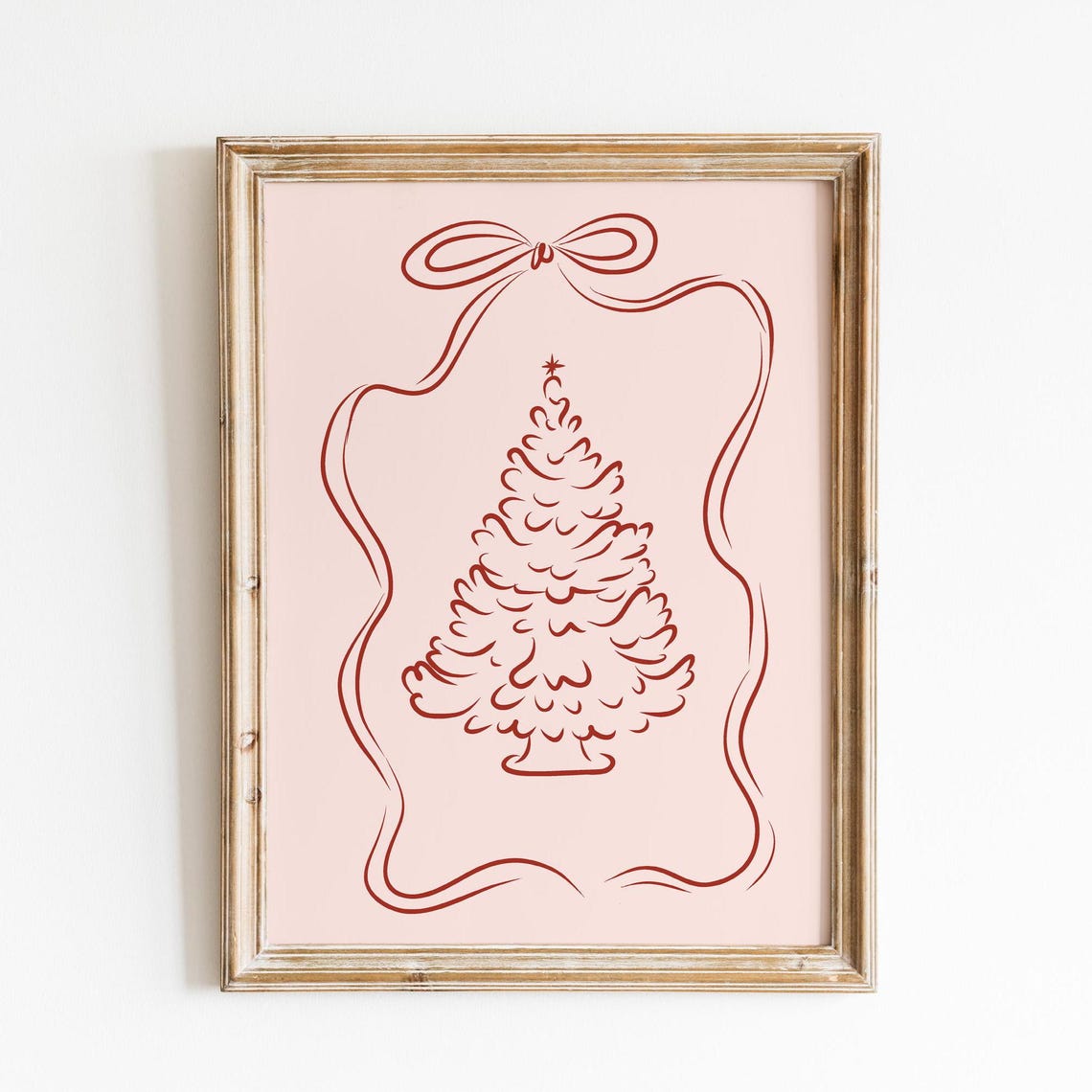 Christmas Tree Print Coquette Aesthetic Print Girly Christmas Prints Whimsy Holiday Decor Cute Holiday Wall Art