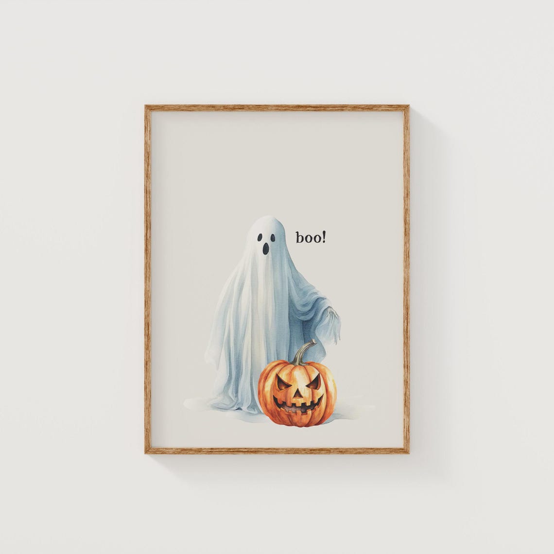 Boo Ghost Pumpkin Cute Watercolor Halloween Nursery Art Poster - Image 4