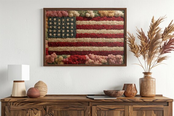 American Flag Flower Blooms Patriotic 4th of July Art Poster