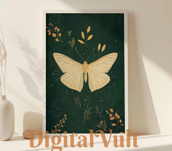 Boho Butterfly Wall Decor, Moth Painting