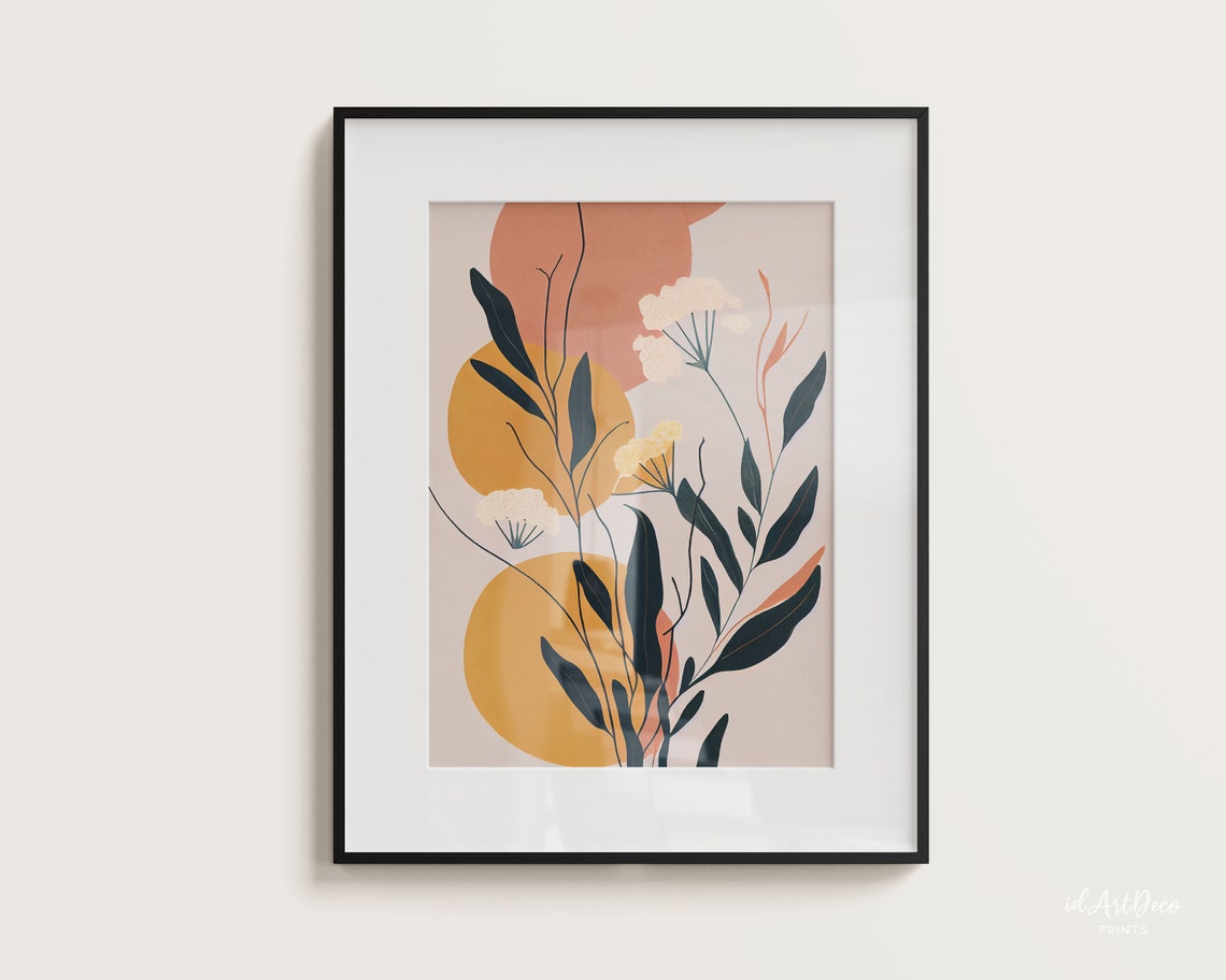 Modern Abstract Terracotta Suns Botanical Leaves Minimalist Poster - Image 2
