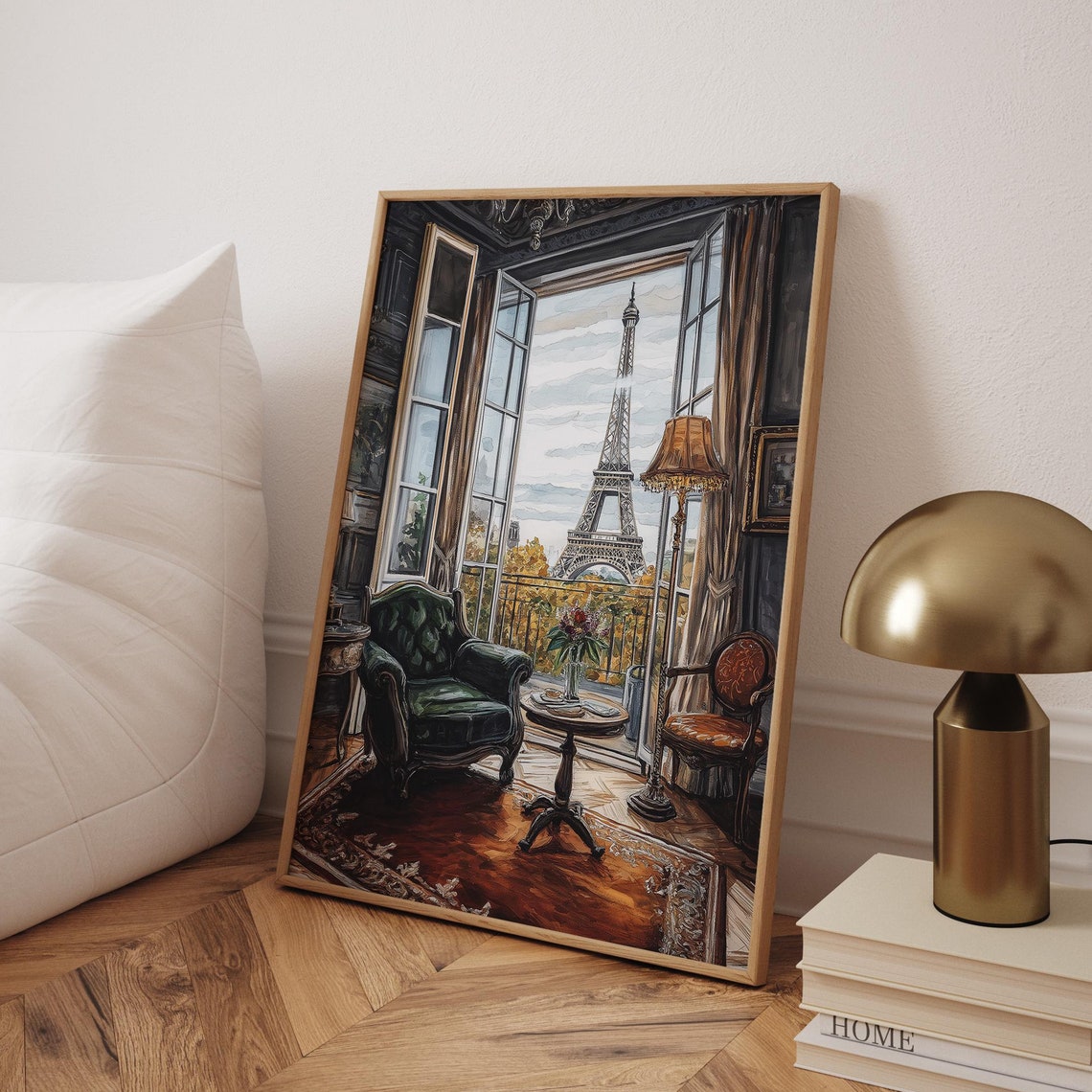 Parisian Hotel Suite Eiffel Tower Poster French Doors Elegant Interior