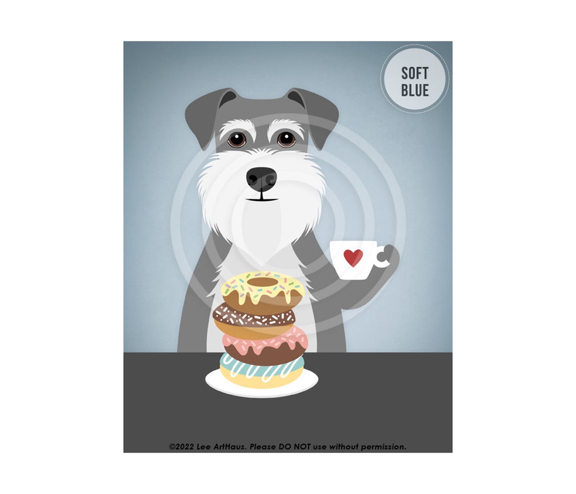 Schnauzer Dog Donut Stack Coffee Cup Funny Kitchen Wall Art Poster - Image 2