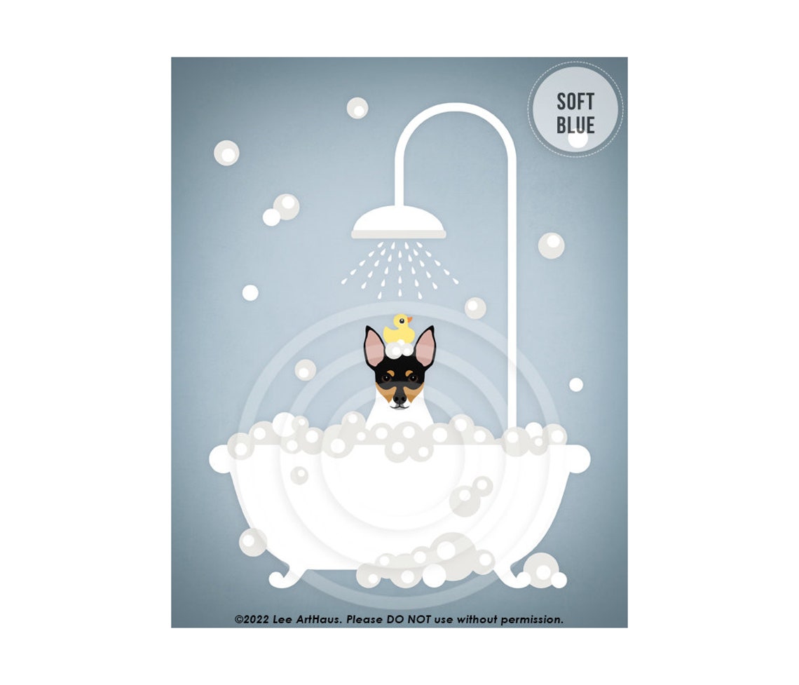 Toy Fox Terrier Bubble Bath Shower Rubber Duck Cute Dog Art Poster - Image 2