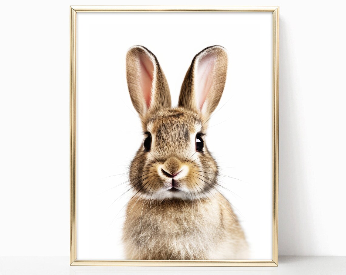 Adorable Baby Bunny Closeup Portrait Nursery Animal Art Print