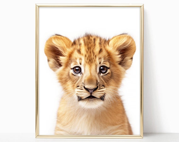 Baby Lion Nursery Decor Woodland Nursery Art Framed Print For Baby Room Forest Animals Theme Baby Animals Wall Art Poster Prints