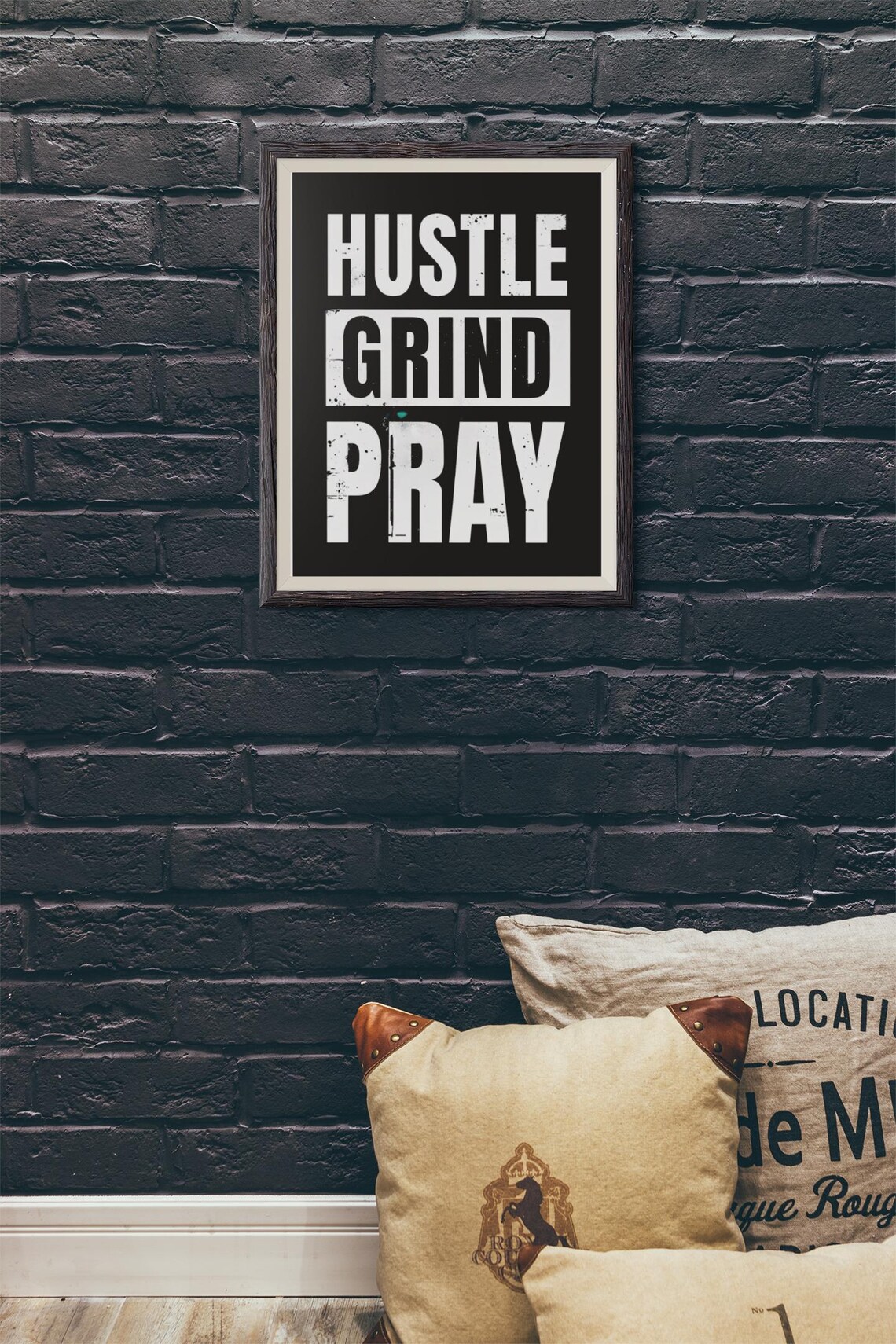 Bold Hustle Grind Pray Motivational Poster - Image 2