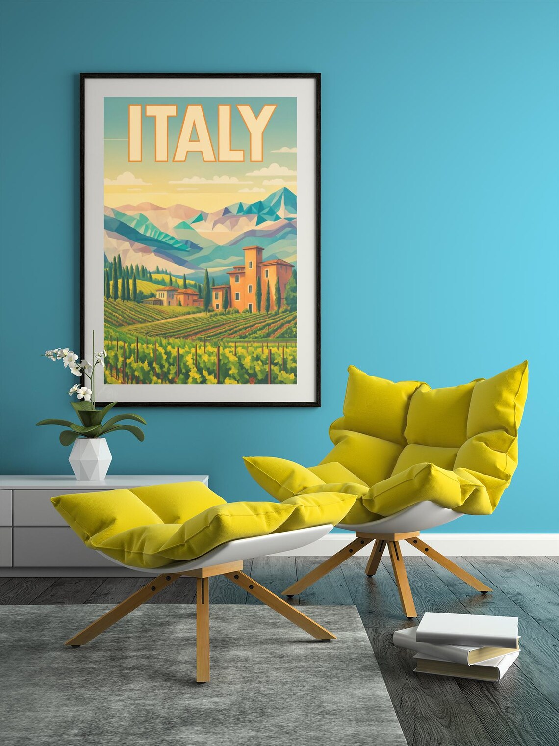 Italy Travel Poster, Tuscany Vineyard Landscape - Image 2