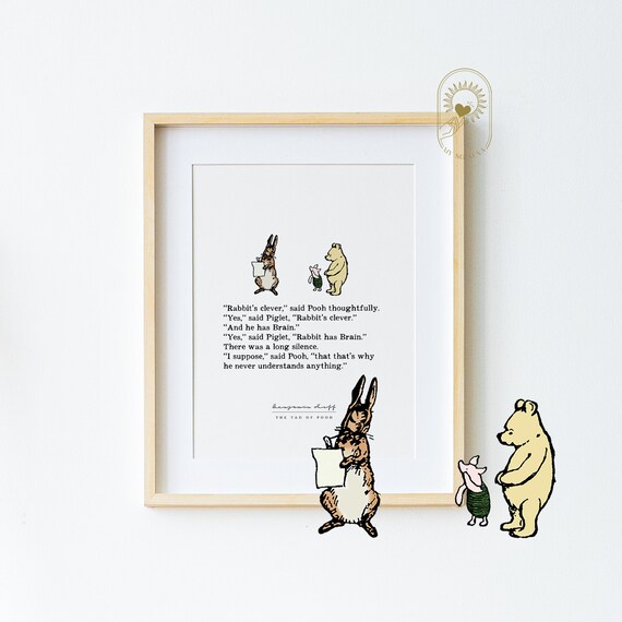 Tao of Pooh Rabbit Is Clever Benjamin Hoff Mindfulness Quote Poster