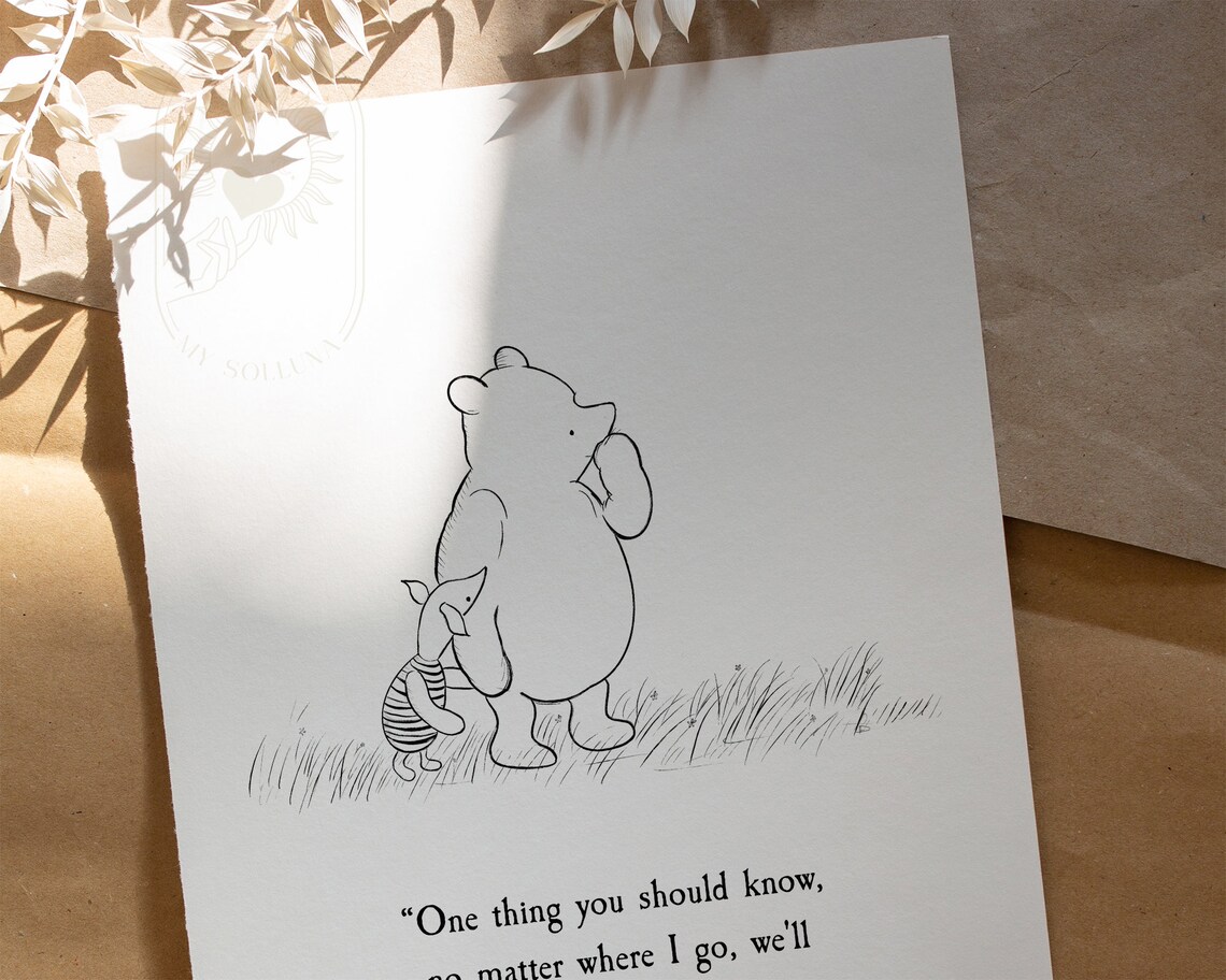 Winnie the Pooh Quote Nursery Art Print, Vintage - Image 2