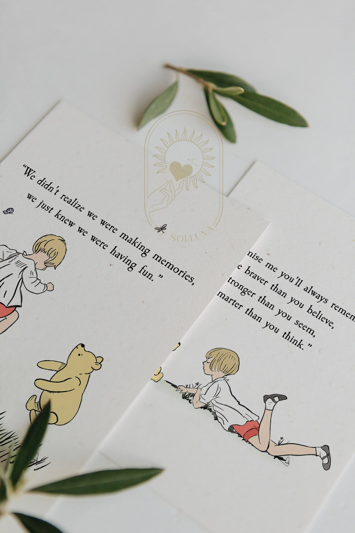 Making Memories Christopher Robin Pooh Piglet Jumping Colored Nursery Poster - Image 2