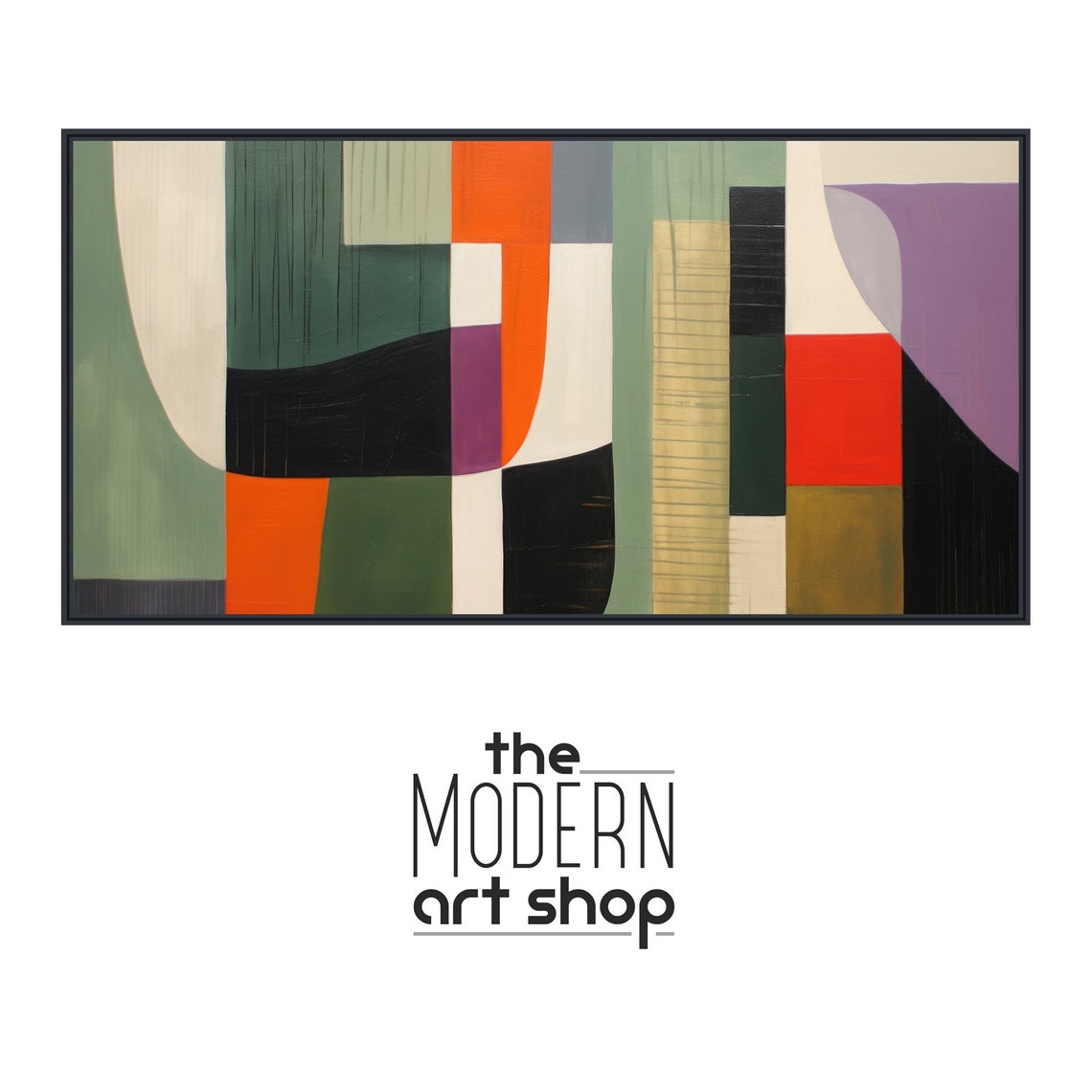 Large Mid Century Wall Art Framed Print Midcentury Modern Abstract Painting Large Geometric Artwork Retro Vision 1 - Image 4