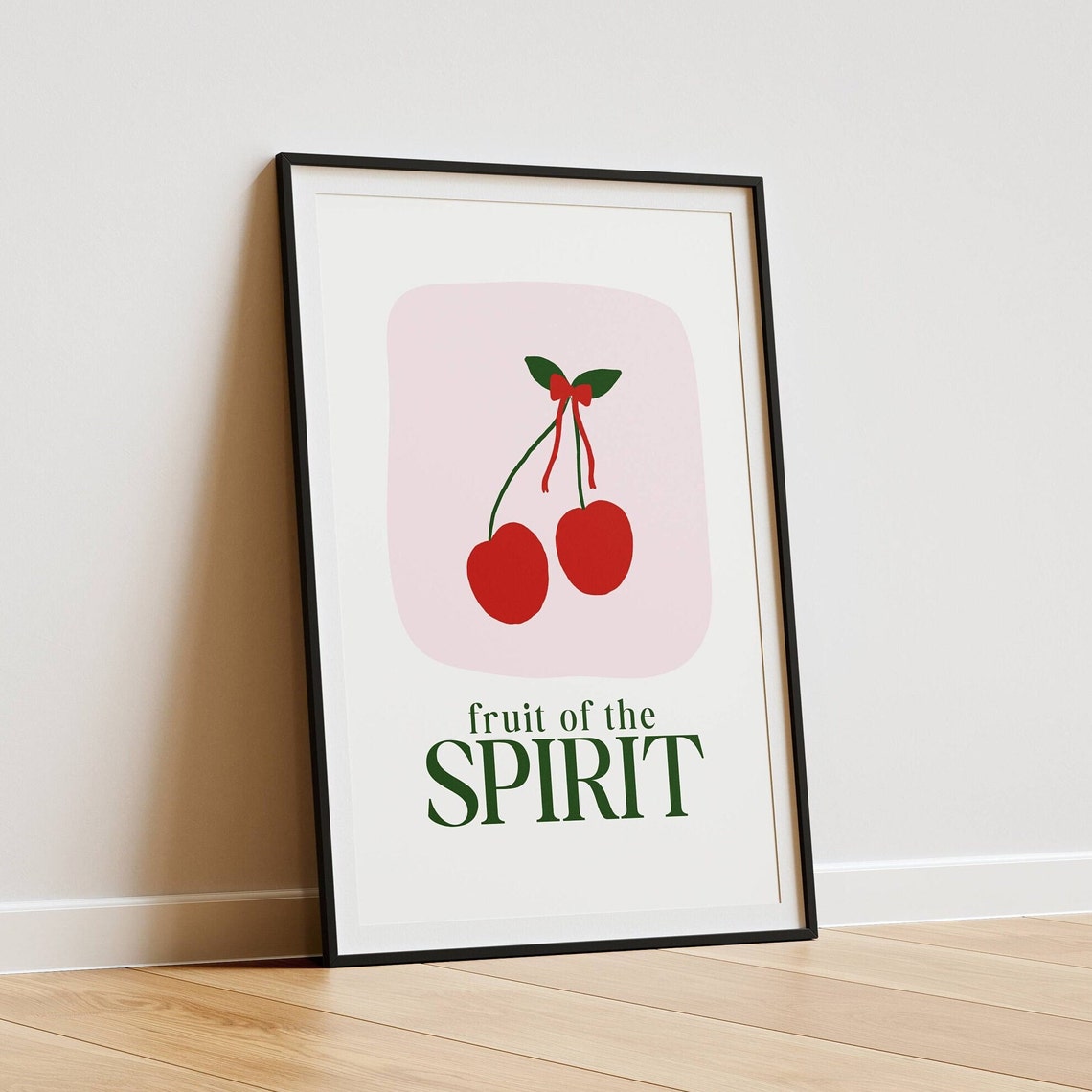Coquette Cherries Fruit of the Spirit Pink Bow Christian Poster - Image 3