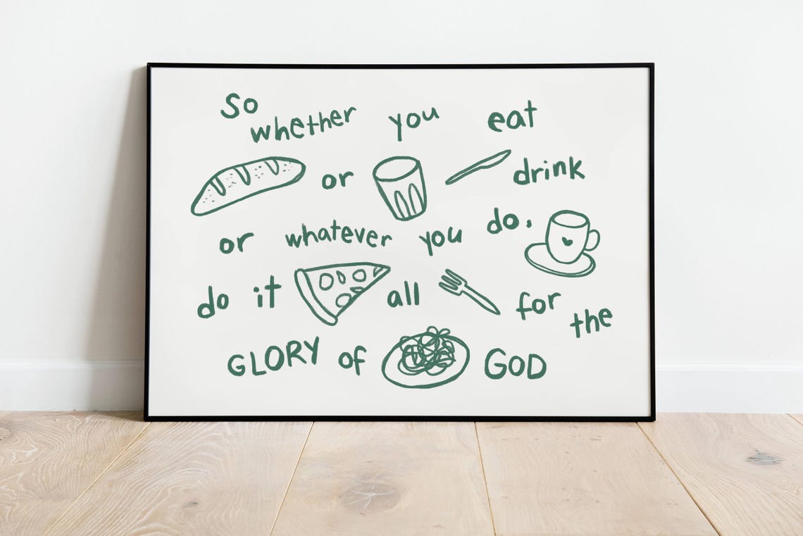 Do It All For The Glory Of God Food Doodle Christian Kitchen Poster - Image 2