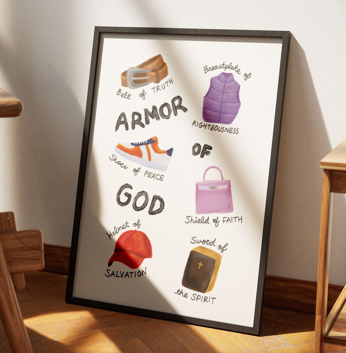 Armor Of God Ephesians 6 Illustrated Kids Modern Faith Poster - Image 3