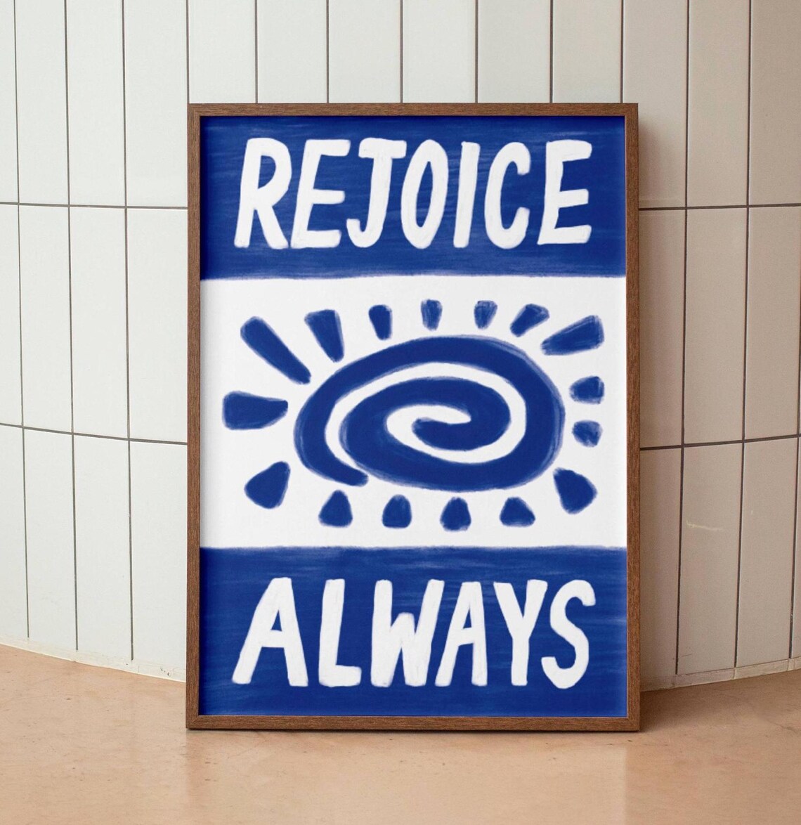 Rejoice Always Retro Christian Bible Verse Art Print - Image 3