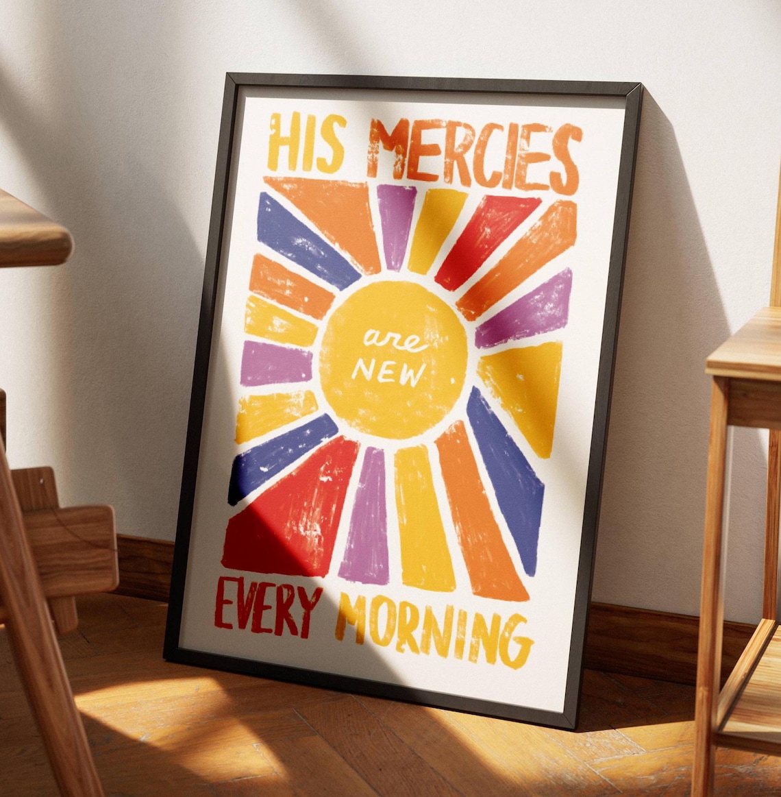His Mercies Are New Retro Christian Scripture Art