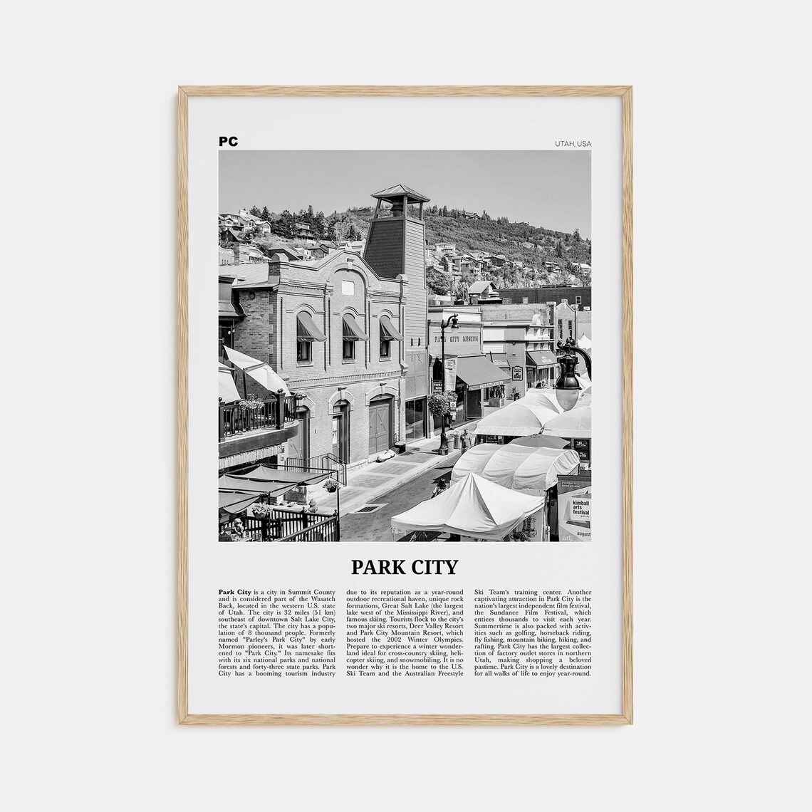 Park City Black And White Travel Poster, Utah