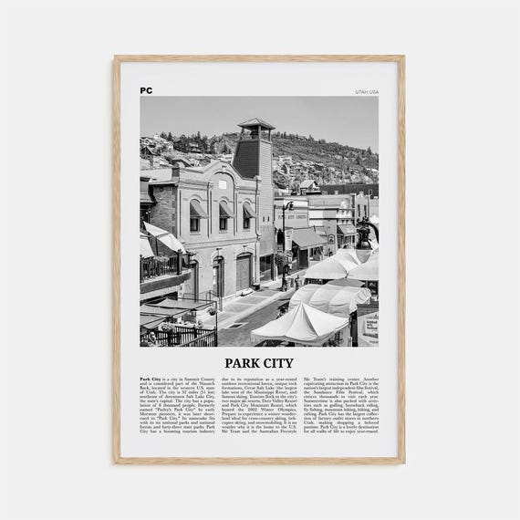 Park City Black And White Travel Poster, Utah