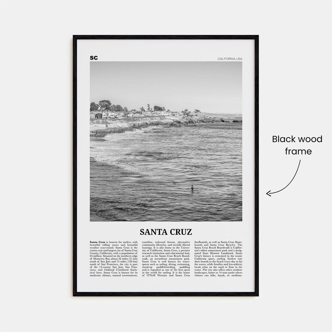Santa Cruz Black And White No. 2 Travel Poster - Image 3