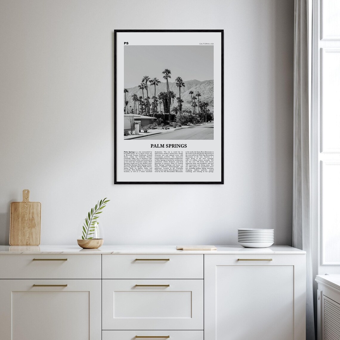 Palm Springs Black and White California Travel Poster - Image 2