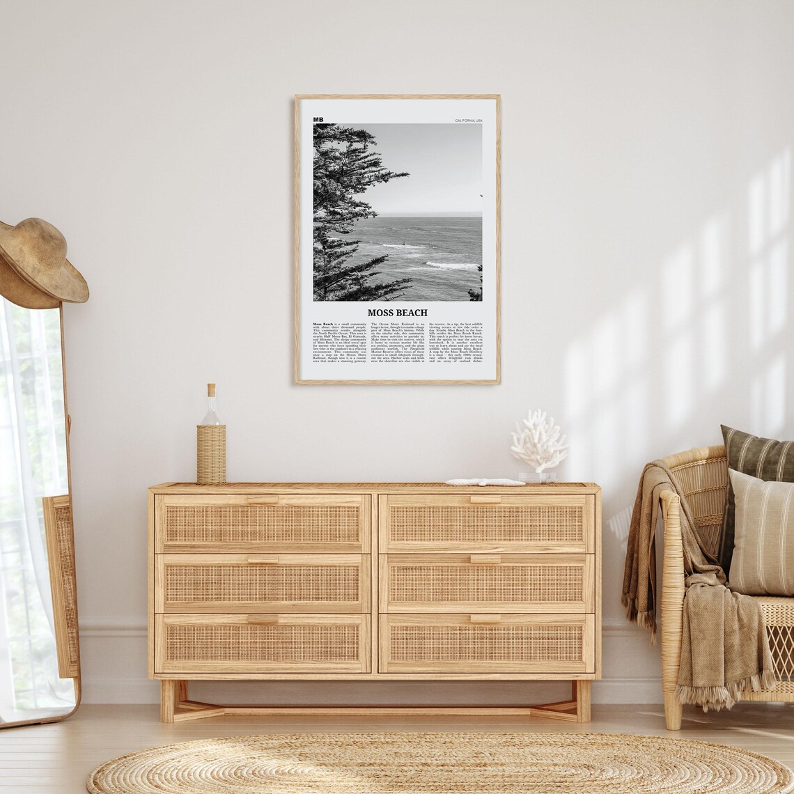 Moss Beach Black and White Travel Poster, California - Image 4