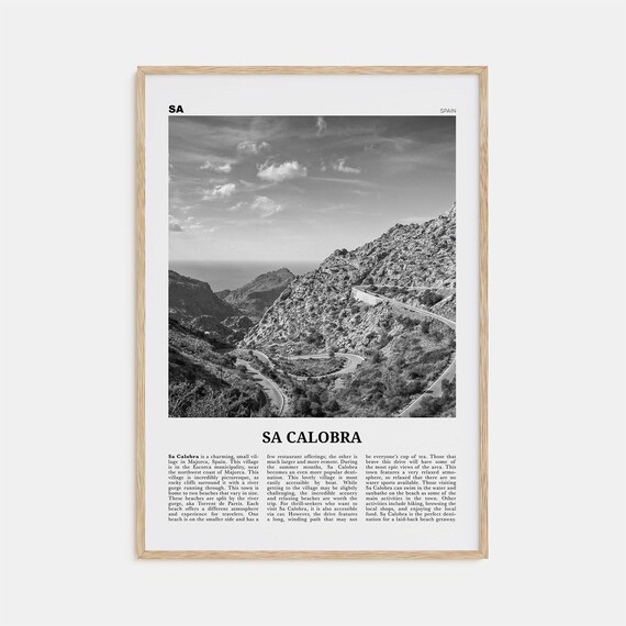 Sa Calobra Black and White Travel Poster, Spain