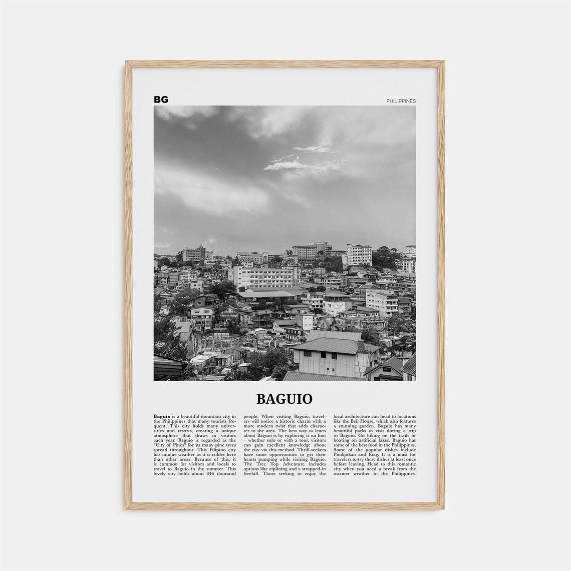 Baguio Black And White Map Travel Poster