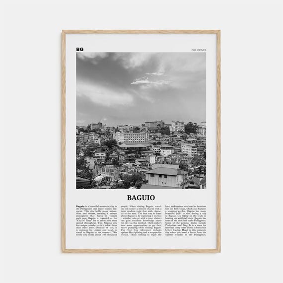 Baguio Black And White Map Travel Poster