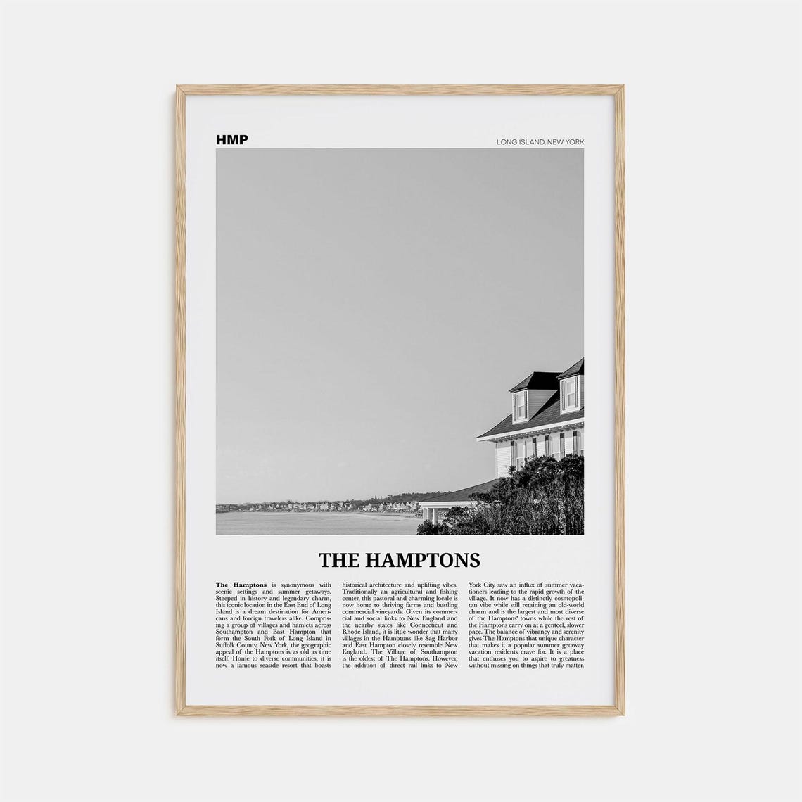 The Hamptons Black and White Travel Poster, Long Island