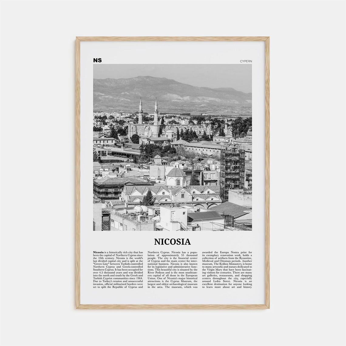 Nicosia Print Black And White Nicosia Wall Art Nicosia Poster Nicosia Photo Nicosia Wall Dcor Cyprus Kbrs Cumhuriyeti