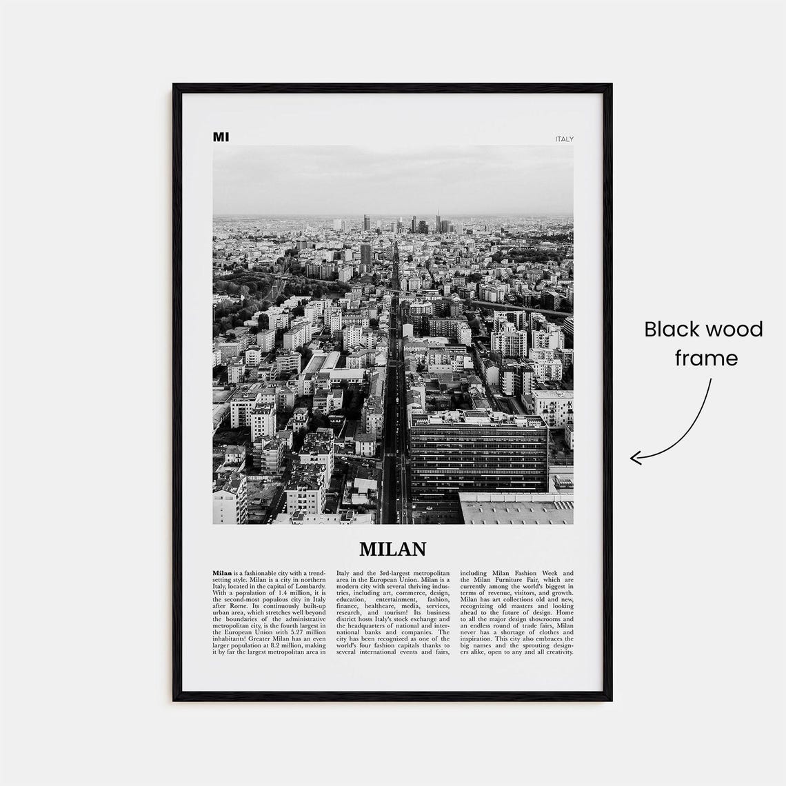 Milan Print Black And White No 2 Milan Wall Art Milan Poster Milan Photo Milan Wall Decor City Art Print Italy Milano Italia - Image 3