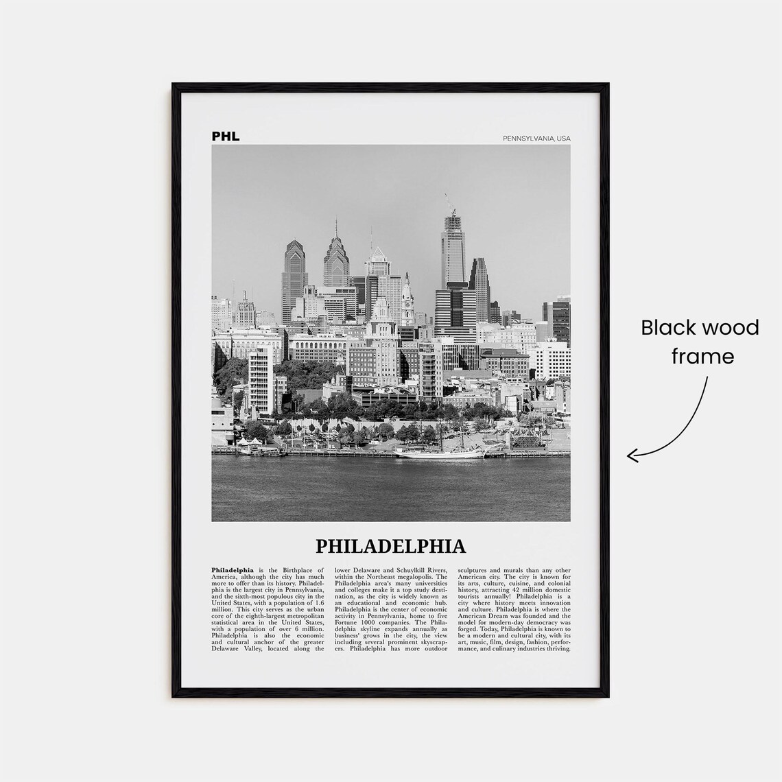 Philadelphia Black and White No. 2 Travel Poster - Image 3