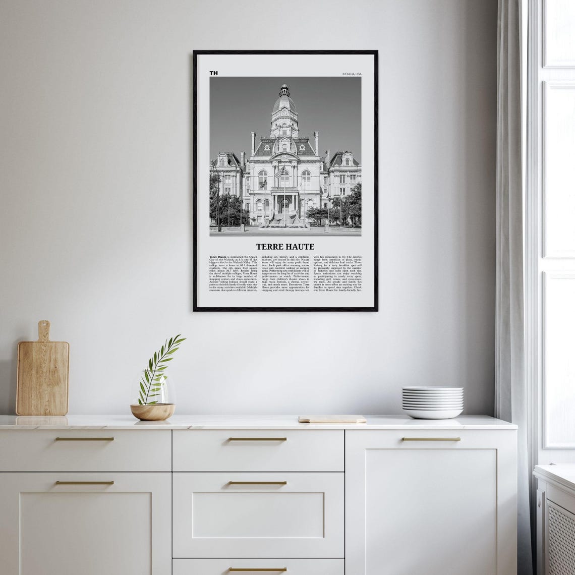 Terre Haute, Indiana Black and White Travel Poster - Image 2