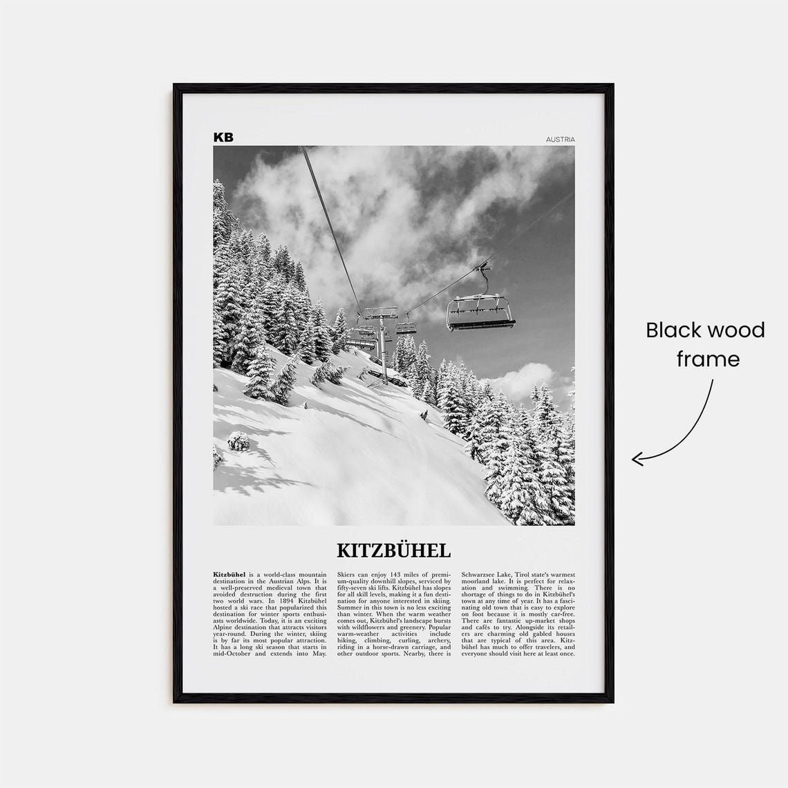 Kitzbühel Black and White Art Print, Tyrol Austria - Image 3