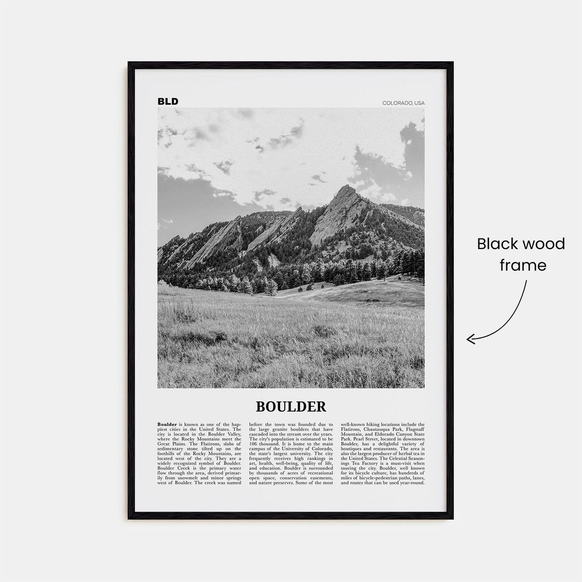 Boulder Black and White Art Print, Colorado USA - Image 3