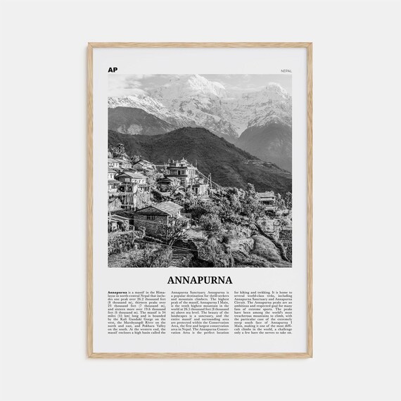 Annapurna Black And White Travel Poster, Nepal