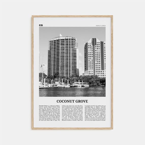 Coconut Grove, Miami Florida Travel Poster, Map