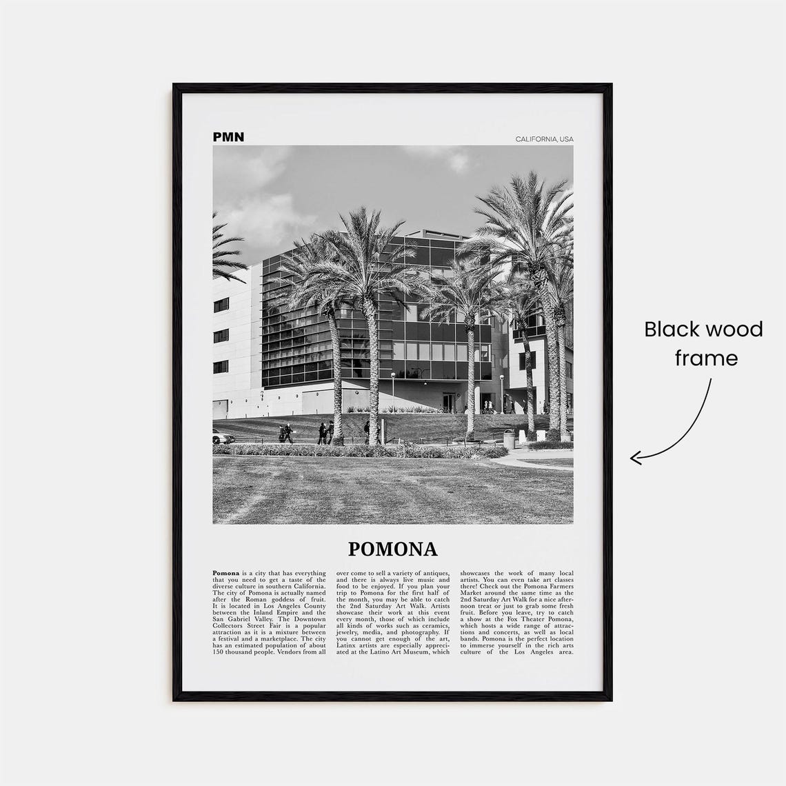 Pomona Print Black And White No 1 Pomona Wall Art Pomona Poster Pomona Photo Pomona Wall Dcor California Usa United States - Image 3