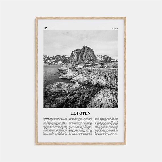 Lofoten Black And White Travel Poster, Norway Map