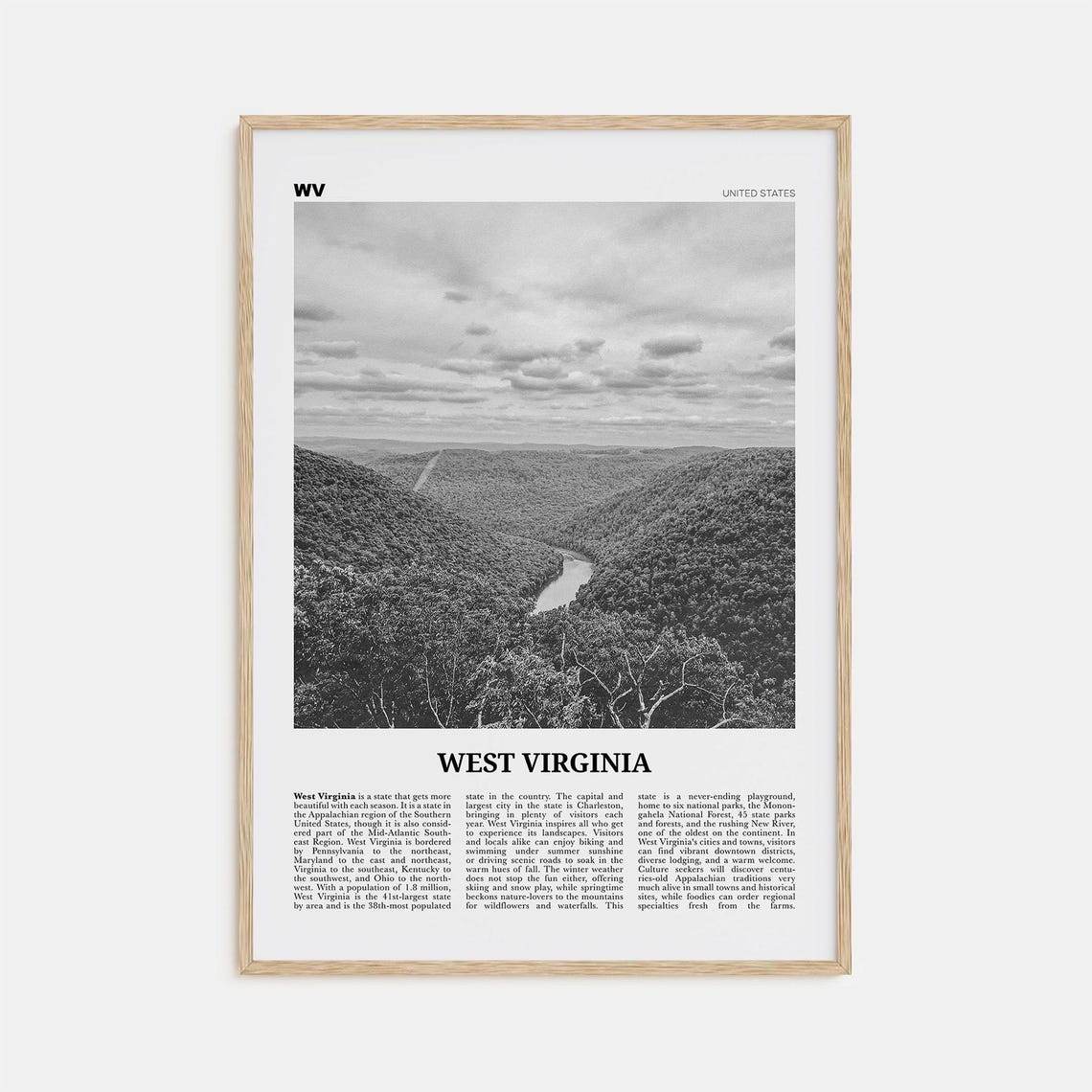 West Virginia Black and White No. 1 Travel Poster