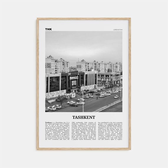 Tashkent Black and White Travel Poster, Uzbekistan