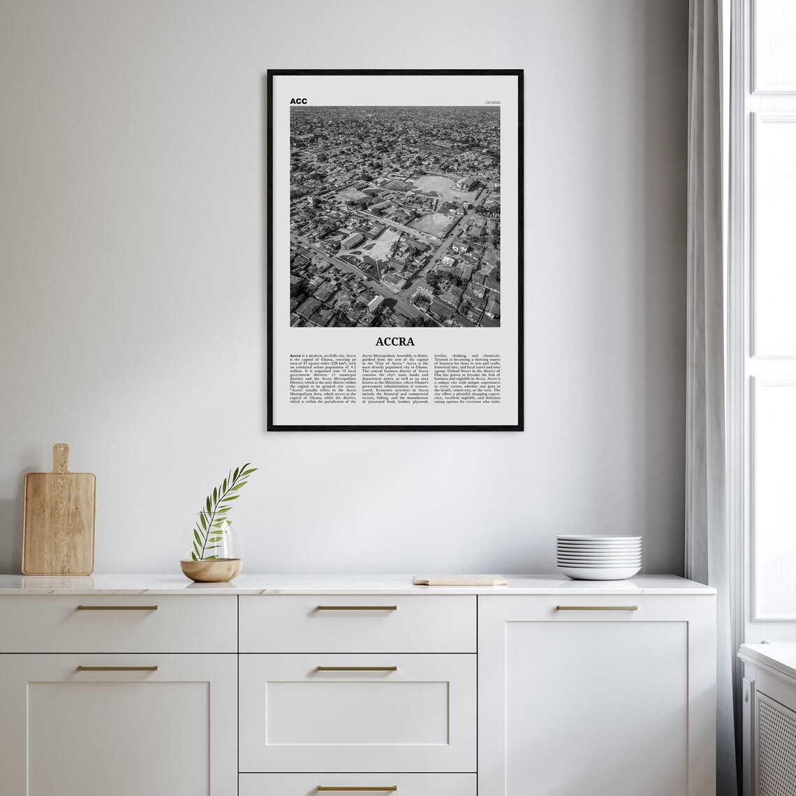 Accra Black and White Travel Poster, Ghana City Art - Image 2