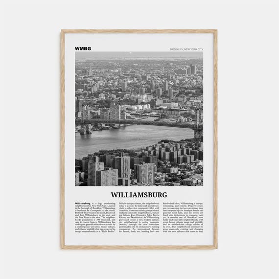 Williamsburg, New York Travel Poster, Black and White