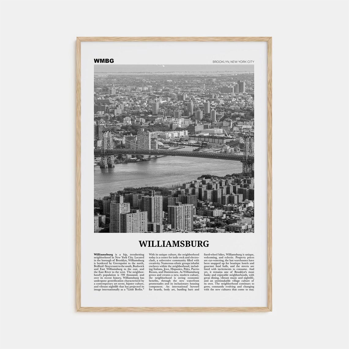 Williamsburg, New York Travel Poster, Black and White