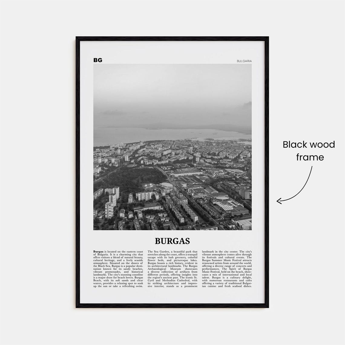 Burgas Print Black And White Burgas Wall Art Burgas Poster Burgas Photo Burgas Wall Dcor Burgas Map Bulgaria - Image 3